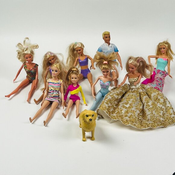 Barbie Dolls & Ken Variety Fashion Dolls Lot With Dog - Picture 1 of 8
